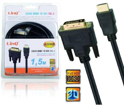 OISE ART STORE Trade Shop - Cavo Video Hdmi Maschio A Dvi Full HD 1,5mt Pc Proiettore Console Gioco TV A2090b