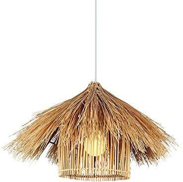 MODEBHD Einfache 1-flammige handgewebte Bambus-Pendelleuchte, kreativer südostasiatischer Stil, Vogelnestform, Rattan-Hängelampe, Laterne, japanischer Stil, Haushalts-Kronleuchter, E27-Sockel, Beleuch