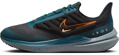 NIKE Men's Air Winflo Shield Low, Black Safety Orange Geode Teal, 8.5 UK
