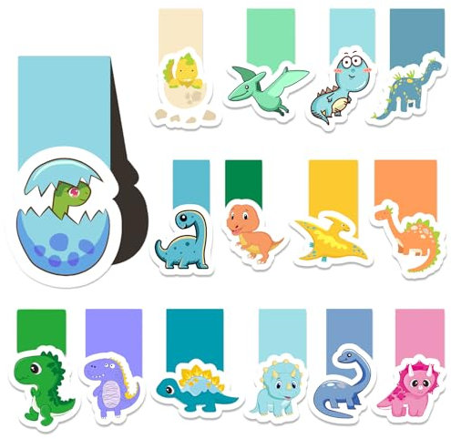 JOKILY Segnalibri per Bambini, Segnalibri Dinosauri Magnetici, Confezione da 30, Segnalibri Magnetici, Regali per Compleanni, Amanti dei Libri, Scuola per Studenti, Amanti dei Libri, Ragazzi e Ragazze