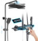 Duschsystem mit Thermostat Anthrazit Duscharmatur Komplettse Regendusche Duschset mit Digitalanzeige, 310x200mm Duschkopf, 3 Modi Handbrause, Wasserfall Wannenauslauf, Bidet