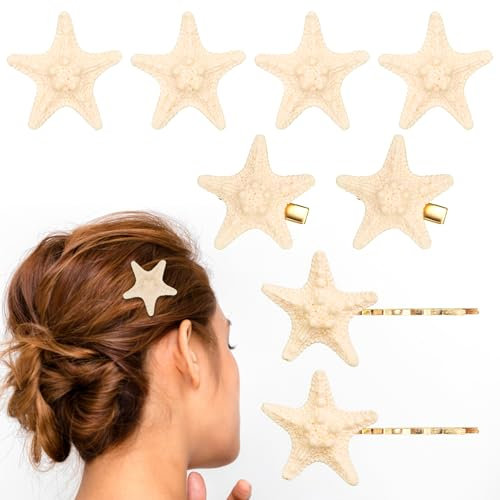 8pcs Pince à Cheveux Étoile de Mer, Pinces à Cheveux Coquillage pour Filles Femmes Épingle à Cheveux Étoile de Mer Jolie Résine Barrette à Cheveux Étoile de Mer Accessoires Cheveux Coquillage