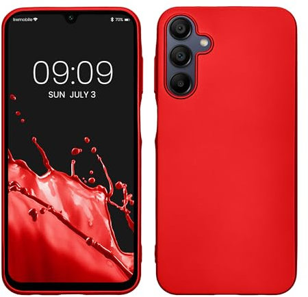 kwmobile Case kompatibel mit Samsung Galaxy A15 5G Hülle - Schutzhülle aus Silikon metallisch schimmernd - Handyhülle Metallic Dunkelrot