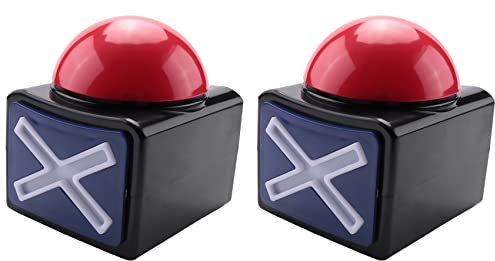 FutureHight 2 StüCke Juego Answer Buzzer, Juego de Alarma de Sonido, botón de Juego con luz Trivia Quiz Got Talent Buzzer Juguete