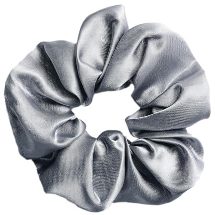 3 Stück Haargummis Seide Scrunchies Satin für Damen, Haarringe Damen Pferdeschwanzhalter Haarband aus Seide Damen-Haar-Accessoires für Frauen und Mädchen,Silber grau