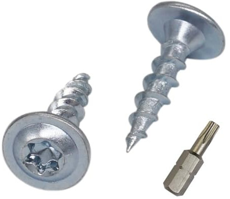 SKIR'CO (100 Stück) verzinkter Stahl 4,0 x 16 mm Holzschrauben, Metallschrauben, Wafer Kopf, Torx Kopf, selbstschneidend