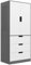 HOMCOM 3 Drawer 2 Door Wardrobe, Modern Clothes Storage Cupboard Unit with Hanging Rod, Bedroom Wardrobe with Soft Closing Hinge, 50D x 80W x 180Hcm, Grey