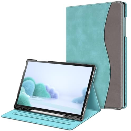 Fintie Hülle für Samsung Galaxy Tab S10+ Plus/S9 FE+ Plus/S9+ Plus 12.4 Zoll Tablet, Multi-Winkel Folio Schutzhülle mit Stifthalter, Dokumentenfach und Auto Schlaf/Wach Funktion, Jeansoptik Türkis