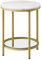 VASAGLE Beistelltisch, Nachttisch mit 2 Ebenen, Holzspanplatte, Hartglas, für Wohnzimmer, Arbeitszimmer, kleine Räume, modern, marmorweiß-helles Gold LET285A59