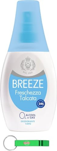 24x Breeze Frische Talkum Deodorant Deo Vapo 0% Aluminiumsalze und Gas 75ml + Schlüsselanhänger Beni Culinari gratis