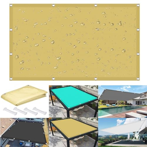 Sonnensegel 1.5 x 2.4 m 98% UV Schutz Sonnensegel Sonnenschutz Wasserdicht mit Ösen Und Kordel Reißfest für Balkon Terrasse Garten Camping, Creme Farben