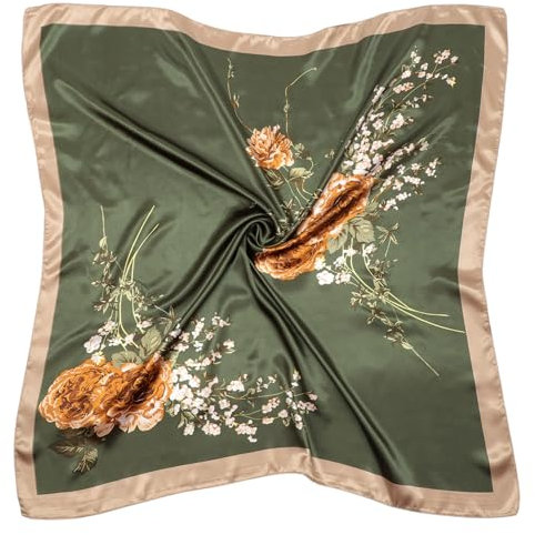 DRESHOW 90x90cm Große Quadratische Schals für Damen Seide Kopftuch Bandanas Haartuch Halstuch Haarschmuck