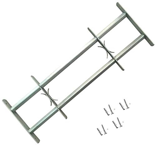 Sufrk Grate per Finestre Regolabili 2 Barre Trasversali 1000-1500 mm,Grate per Finestre Antiscasso,Estensibili Zincate in Acciaio Inferriate di Sicurezza