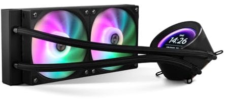 NOX XTREME PRODUCTS X-240 LCD BLACK - Refrigeración líquida ARGB con pantalla LCD personalizable, Intel y AMD, 2 ventiladores 120mm control PWM, bomba base de cobre, radiador doble aluminio, negro
