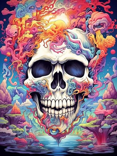 VAIIEYO DIY Diamond Painting Cráneo, Diamond Painting Kit Completo Paisaje, 5D Pintura Diamante, Diamante de Bordado Manualidades para decoración 30X40cm-1