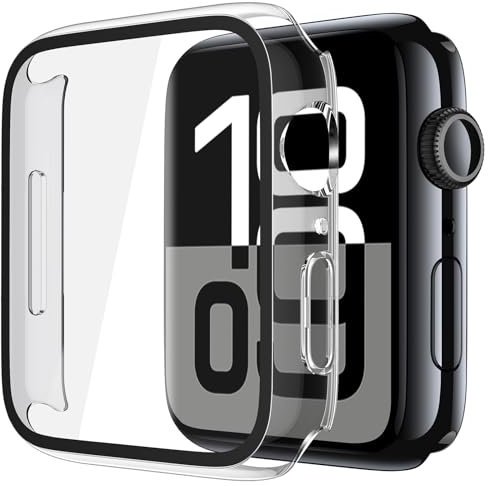 Misxi 2 Stück Hartes PC-Gehäuse aus Gehärtetem Glas mit Displayschutz für Apple Watch Series 10 (2024) 42mm, Kratzfeste Komplett Schutzhülle für iWatch, Unverfälscht Transparent