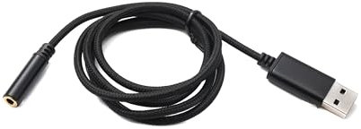 System-S Cable de audio USB de 100 cm, conector jack de 3,5 mm hembra a 2.0 tipo A, adaptador AUX trenzado, color negro