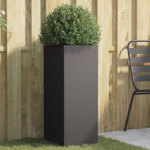 Homgoday Jardinera negra 32 x 29 x 75 cm de acero, decoración de muebles, jardinera de exterior, jardinera rejilla para jardín