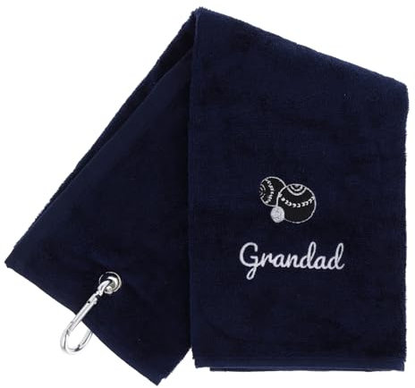 Always Looking Good Embroidered Navy Lawn Bowls Towel for Grandad Tri Fold Luxury Velour 50cm x 40cm Custom Bowling Towel with Carabiner Cip Bowling Gifts for Grandad