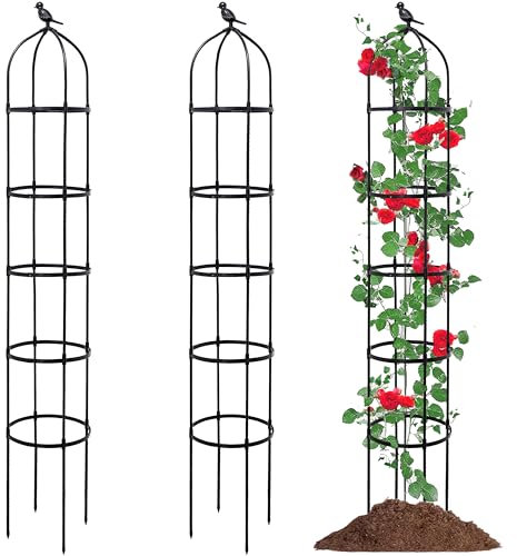TIKTALK 3 Packs 20cm Selbstbewässerungstopf – Blumentopf mit Bewässerungssystem Visualisierung des Wasserstandes für Kräuter, Garten Rankgitter Rankhilfe Ranksäule 205cm 2pcs
