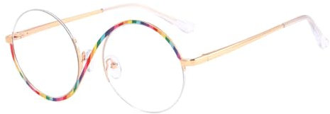 AOOLIA Damen Blaulichtfilter, TR90 UV400 Vintage Fake Glasses Ohne Stärke Brille, Anti-Müdigkeit Anti-Blaulicht Brillen (Regenbogen)