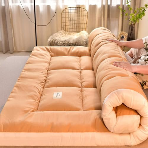 ZDSDZSD Futon Matratze, Tatami Matte, Gästematratze Klappbar, Futon Sofa, Klappmatratze, Floor Mattress, Japanese Bed, Futon Bett, Roll up Tatami-matratze für Gästewagen Im Freien(Brown,90x200cm)