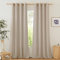 PONY DANCE Wohnzimmer Vorhänge Leinen Boho Ösenvorhang 2er Set H 245 x B 140 cm Leinenoptik Gardinen mit Ösen Leinenvorhang Halbtransparent Linen Curtains for Living Room, Taupe