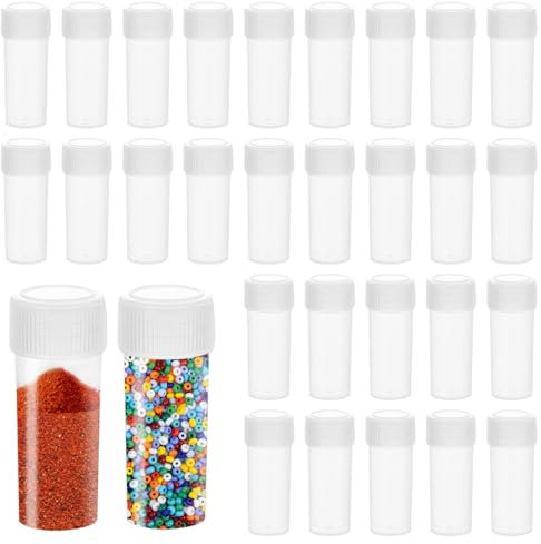 50 Stück Probenröhrchen 5ml mit Deckel, Plastik KryoröHrchen, Wiederverwendbare, Transparente Plastikreagenzgläser Kleine Leere Flasche für Labor, Hause, Chemie Experimente, Pulverspender-Flasche