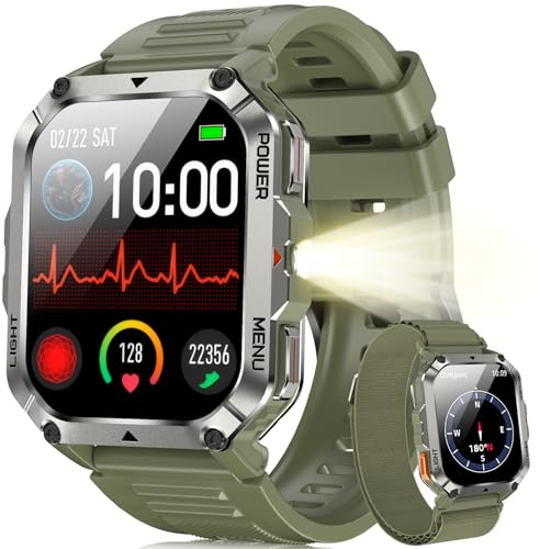 Blackview Smartwatch Uomo, 2.01 Smartwatch Militare Uomo Fitness con Chiamate Bluetooth Orologio Intelligente 115+ Modalità Sportive/900 mAh/Sonno/Cardiofrequenzimetro/Torcia/Bussola per Android IOS