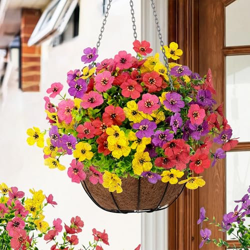 YMIFEEY 8 plantas artificiales de balcón para exteriores, flores artificiales, plantas artificiales para exteriores, resistentes a la intemperie, para balcón, balcón, flores, resistentes a los rayos
