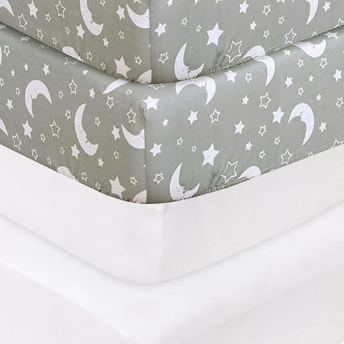DTEX HOMES 4 x Cot Bed Fitted Sheets 100% Cotton 200 Thread Count Luxury Cot Sheets, Cot Bed 70 x 140 CM - White-Sleeping Moon
