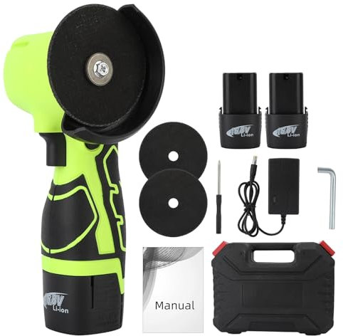 Sinuyie 18V 550W Brushless Cordless Angle Grinder, Mini Polishing Machine, Cutting Wheel, Saw Blade & Polishing Sheet Kit - Powerful Brush-Less Motor for Grinding, Cutting, Polishing, Professional Gr