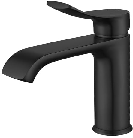 BELZ Wasserhahn Bad, Einhebel Waschtischarmatur, Waschbecken Armaturen, Armatur Badezimmer, Mischbatterie Bad (Mattschwarz)