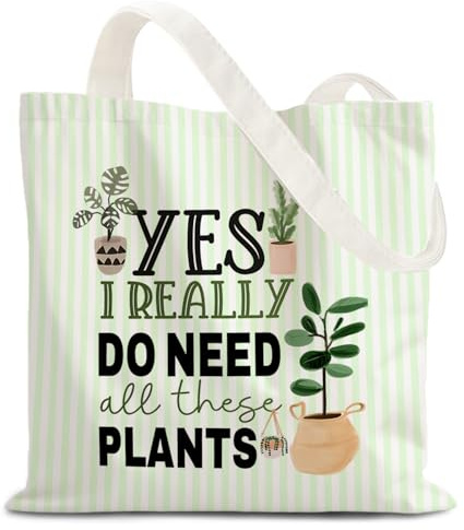 URLLUAE Plant Lover Gifts Tote Bag, Plant Mom Lady Gifts Canvas Tote Bags for Women, Gift for Gardeners Gardening Lovers, Yes I Really Do Need All These Plants Reusable Grocery Shopping Bags