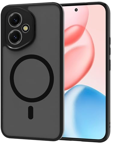 AOMYKE für Honor 400 Hülle Magnetisch, Handyhülle für Honor 400 [Kompatibel mit MagSafe] Transluzente Matte Anti-Fingerabdruck Kratzfeste PC Rückseite + TPU Bumper, Schwarz