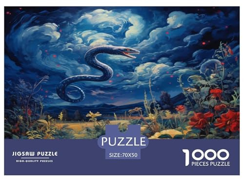 Puzzle Ölgemälde Schlange Mit 1000 Teilen Für Erwachsene,Fantasiestische Wolken EIN Unmögliches Geschicklichkeitsspiel Familien-Puzzlespiel Home-Dekoration 70x50cm/1000pcs