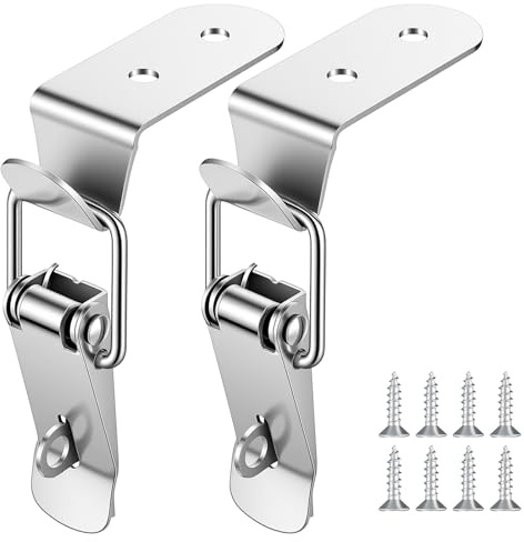 2 Pcs 90-Degree Angle Latch Stainless Steel Spring Loaded Toggle Latch Tool Box Hood Locks with Screws for Box Cabinet Door Barn