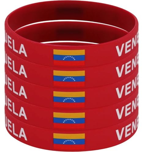 Ericetion Pulseras De Silicona con Bandera Nacional De Venezuela, 5 Unidades, para Hombre Y Mujer, Accesorio Conmemorativo Patriótico.