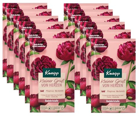 Kneipp Badekristalle Kleiner Gruß von Herzen - Multipack - Kombination aus Pfingstrosenextrakt und pflegendem Kamelienöl - 12 x 60g