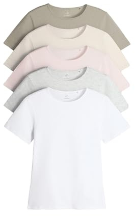 THE SET Damen kurzärmelige, körpernahe T-Shirts mit Rundhalsausschnitt