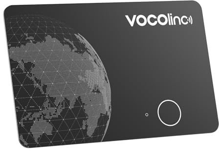 VOCOlinc Air Tag Alternative Karte Kompatibel mit Apple Wo Ist & Android Google Mein Gerät Finden APP, Bluetooth Wiederaufladbar Wallet Tracker Card Ultra Slim für Geldbeutel/Gepäck/Taschen/Koffer