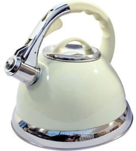 3.5ltr Whistling Kettle Camping Home Fishing Cream Stainless Steel Kettle New