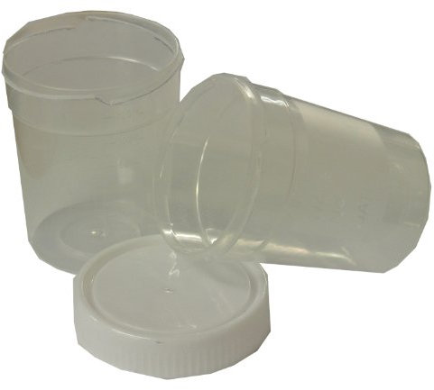 120mL Urine Sample Test Collection Cup/Pot/Bottle - with Screw on Lid (25 Sample Pots)