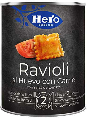Hero Platos Preparados Ravioli al Huevo con Carne - Pack de 12 x 420 g