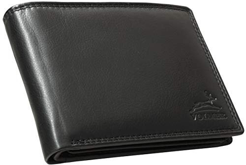 Fa.Volmer ® Schwarze Herren Ledergeldbörse aus echtem Leder Querformat mit RFID-Schutz #VO15