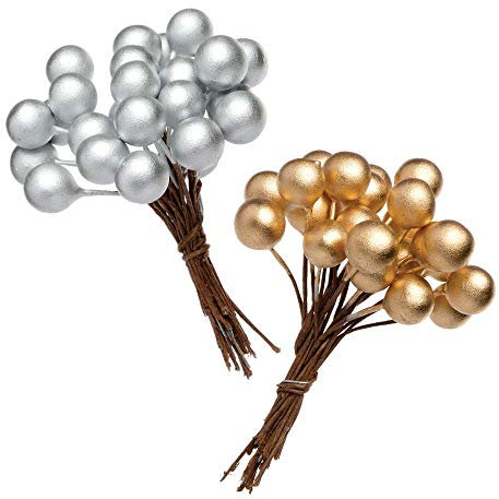 Baker Ross Bacche Artificiali Oro e Argento (confezione da 100) perfette per artigianato e attività natalizie e decorazioni, ideali per la scuola, la casa, gruppi e altri
