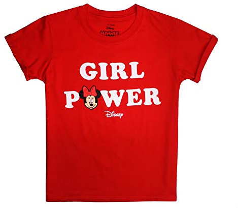 Disney Girls Minnie Mouse Girl Power T Shirt, Red (Red Red), 7-8 Years UK