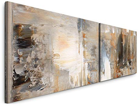 Paul Sinus Art Abstrakt 180x50cm - 2 Wandbilder je 50x90cm - Kunstdrucke - Wandbild - Leinwandbilder fertig auf Rahmen