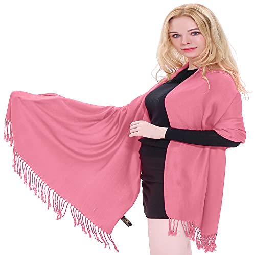 CJ Apparel Rosa Einfarbiges Design Nepalese Schal Schultertuch Wrap Stola Pashmina NEU