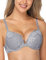 WingsLove Women's Push up Bra Floral Lace Padded Underwire Bra Demi Plunge (Grey 36F)